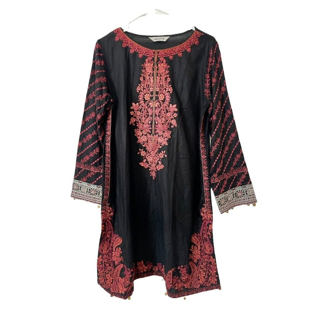 MARIA B Embroidered Top Original Lawn Shalwar Qameez Pakistani Indian Black Red